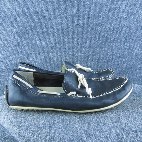 Cole Haan Driving Moc‎ Men Boat Shoe Size 10.5 Medium Blue Leather Lace Up - Picture 4 of 10